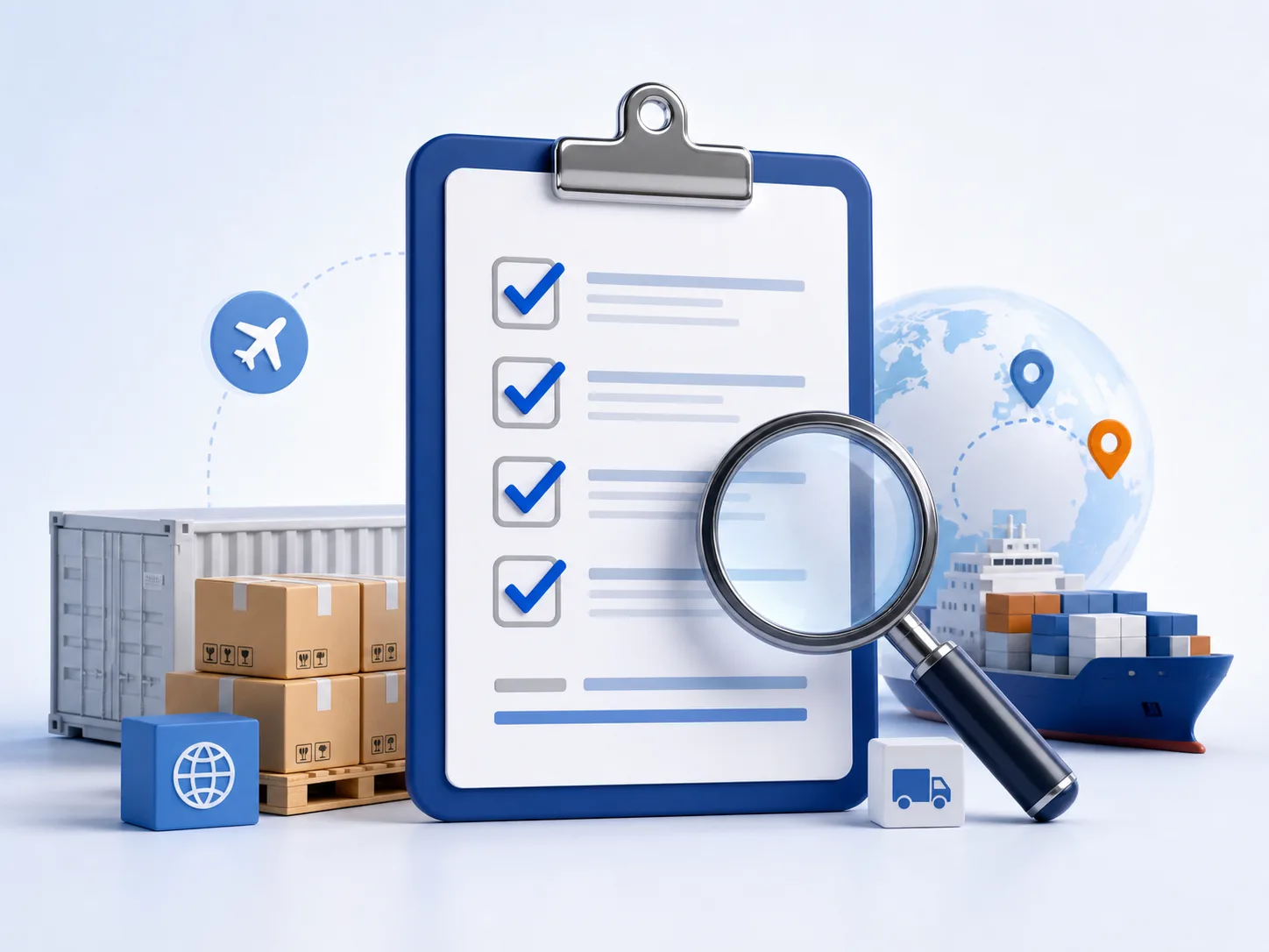 Freight review checklist with magnifier